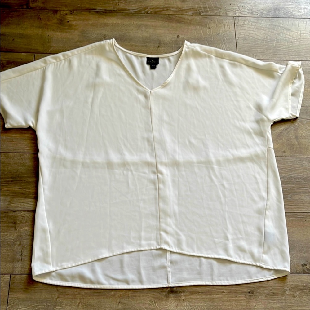 Creamish-White V-Neck Short Sleeve Blouse, size petite extra large